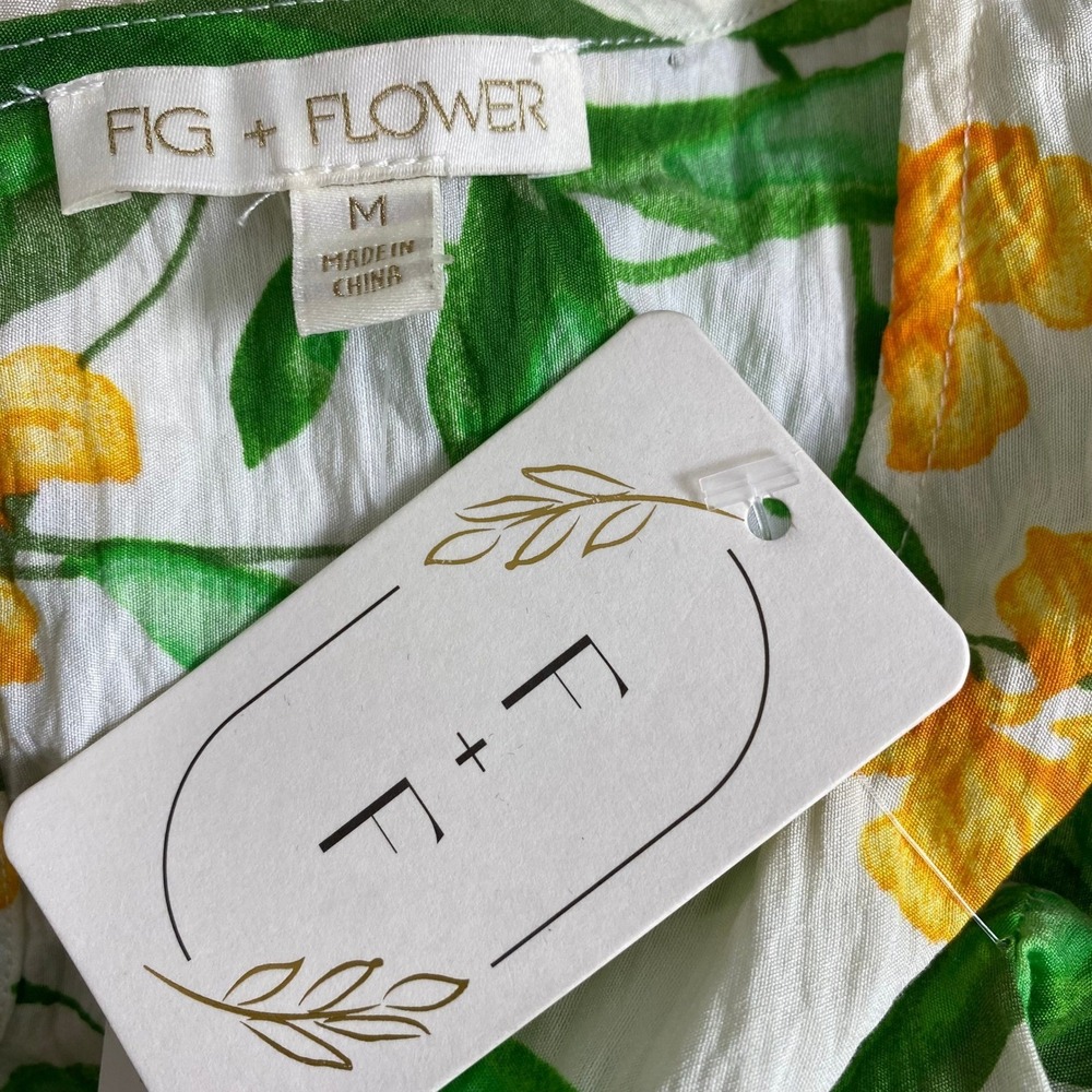 Anthropologie Fig & Flower Medium Maxi Dress Coastal Cottagecore Tropical Boho - Picture 6 of 7
